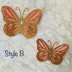 YCHTEWY-Feather Fake Butterfly For Craft Decoration Set Of 12 With Clip Pink Wedding Home Flower Pot Christmas Party Spring Home Decor Floral: Artificial Flowers