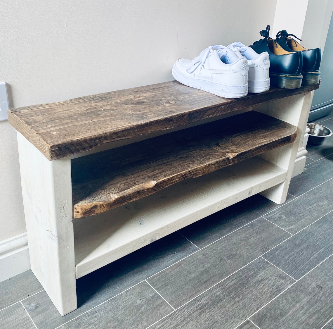 Handcrafted Rustic Wood Shoe Bench Etsy UK