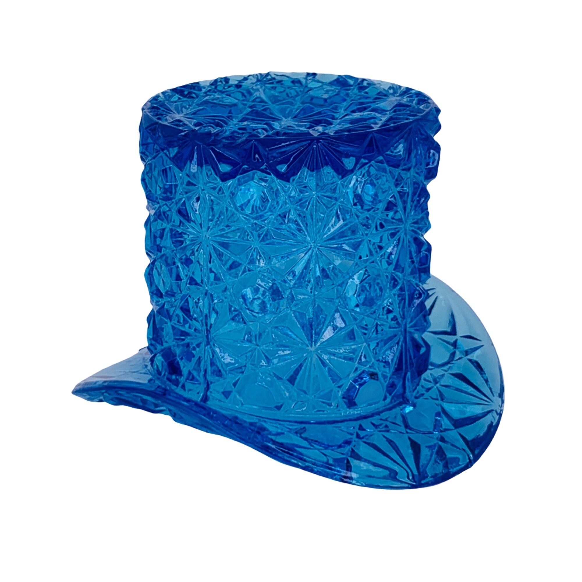 Vintage Fenton Blue Glass Small Top Hat Daisy & Button Pattern Etsy