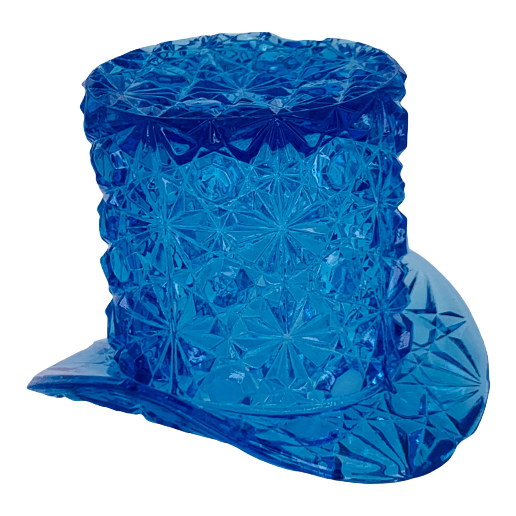 Vintage Fenton Blue Glass Small Top Hat Daisy & Button Pattern Etsy