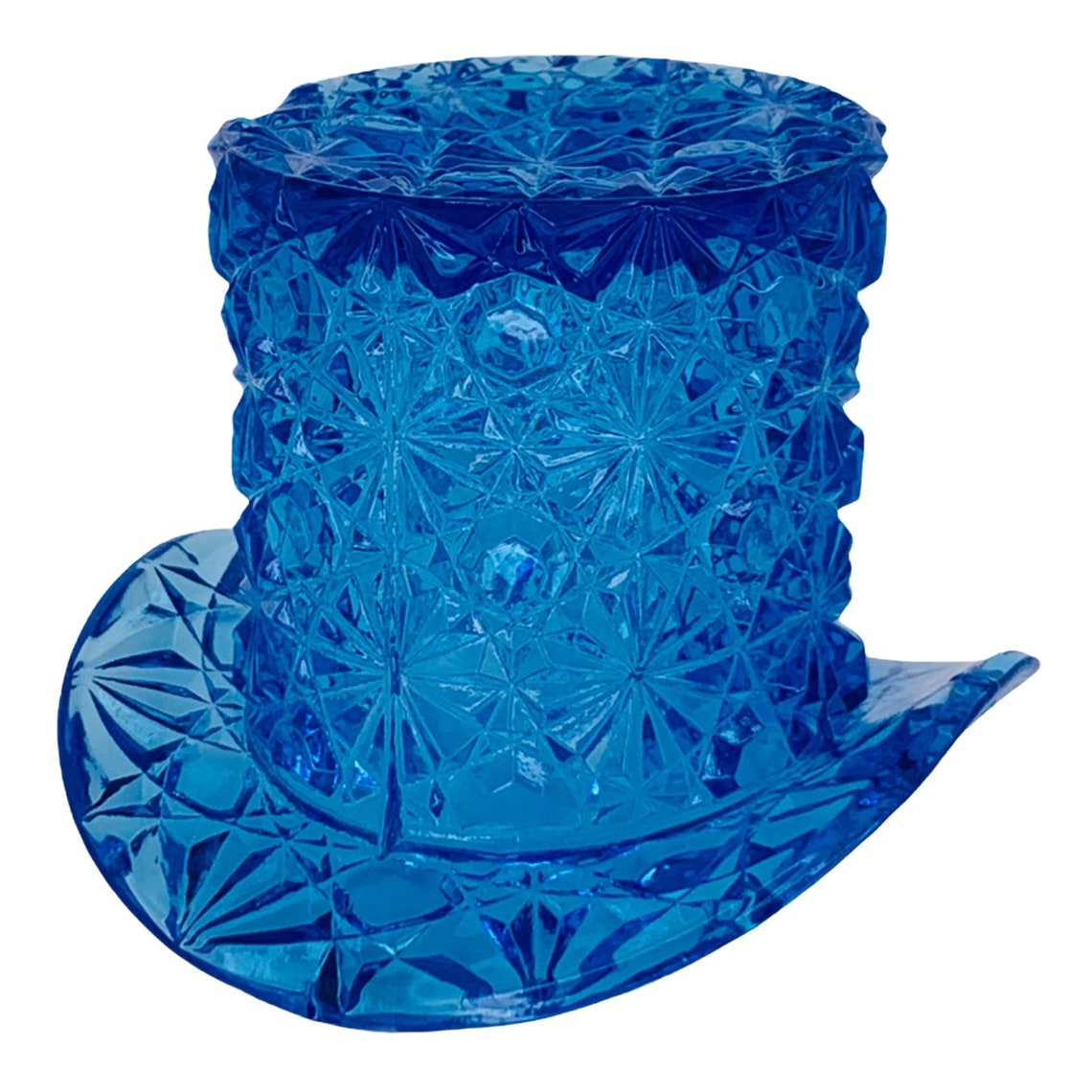 Vintage Fenton Blue Glass Small Top Hat Daisy & Button Pattern Etsy