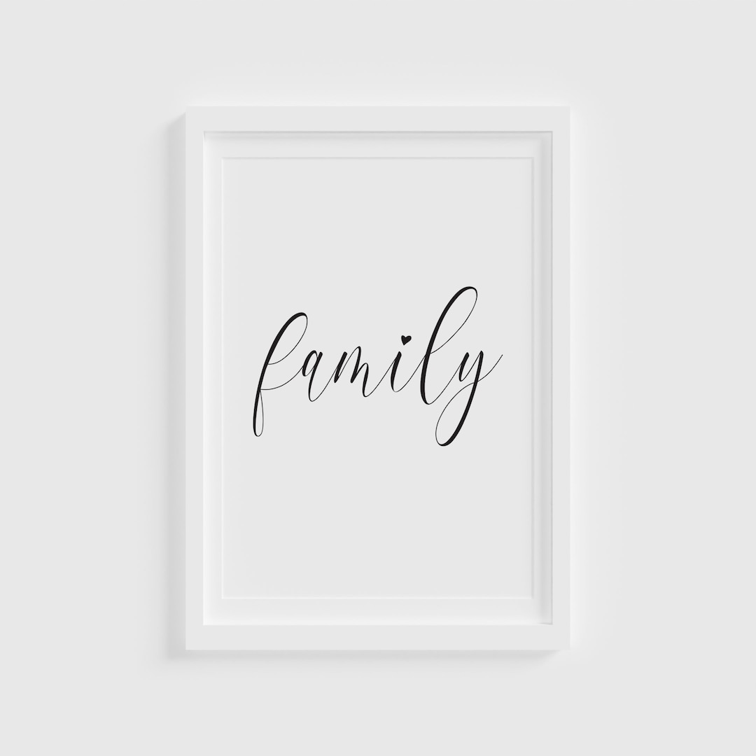 Family Wall Decor Family Wall Print Family Wall Hanging Black and White Prints typography Print