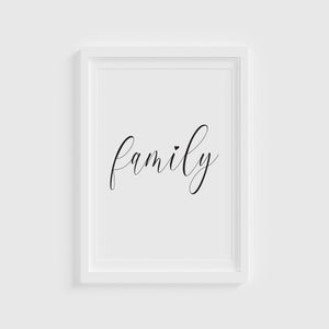Family Typography Print: Black and White Wall Art (Instant Download)