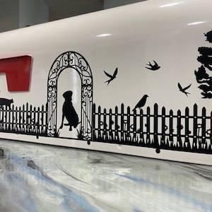 Custom White Dog and Cat Yard Mailbox