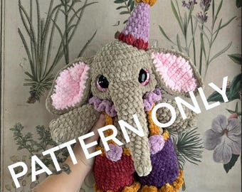 Amigurumi Eloise the Elephant Clown CROCHET PLUSHIE PATTERN