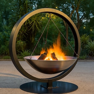 The Ring Fire Pit | Stainless Steel Bowl | Outdoor Garden Fireplace | BBQ & Campfire | Customizable with Name or Logo | Berling Design