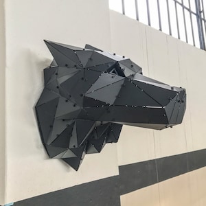 3D Metal Art Wall Decor Wolf Head,  Metal Wall Sculpture, Geometric Home Wall Art, Unique Metalic Modern Housewarming Gift Decor