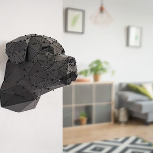 Rottweiler Head Statue, Indoor Decor, Metal Wall Decor, Animal Head Wall Art, Modern Sculpture, Low Poly Dog, Housewarming, New Home Gift
