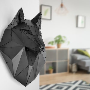 3D Shewolf Portrait Hotel Bar Wall Decor, Metal Statue ,  Wall Sculpture,  Modern Home Decor, 3D Decoration for Living Room