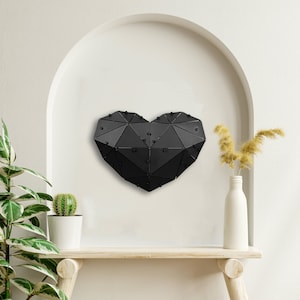 Handmade 3D Metal Heart , Aesthetic Decor, Valentine&#39;s Day Gift, Gift For Her, Black Metal Wall Decor, 3D Red Heart Wall Sign