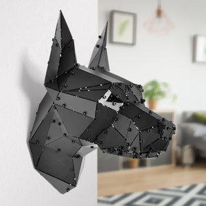 3D Metal Art Wall Decor Doberman Head, Contemporary Metal Wall Sculpture, Geometric Home Wall Art, 3D Dog Statue,  Modern Decor for Office