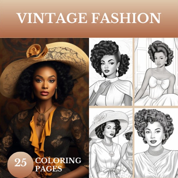 Vintage Fashion Coloring Book - Timeless Elegance -Digital Download