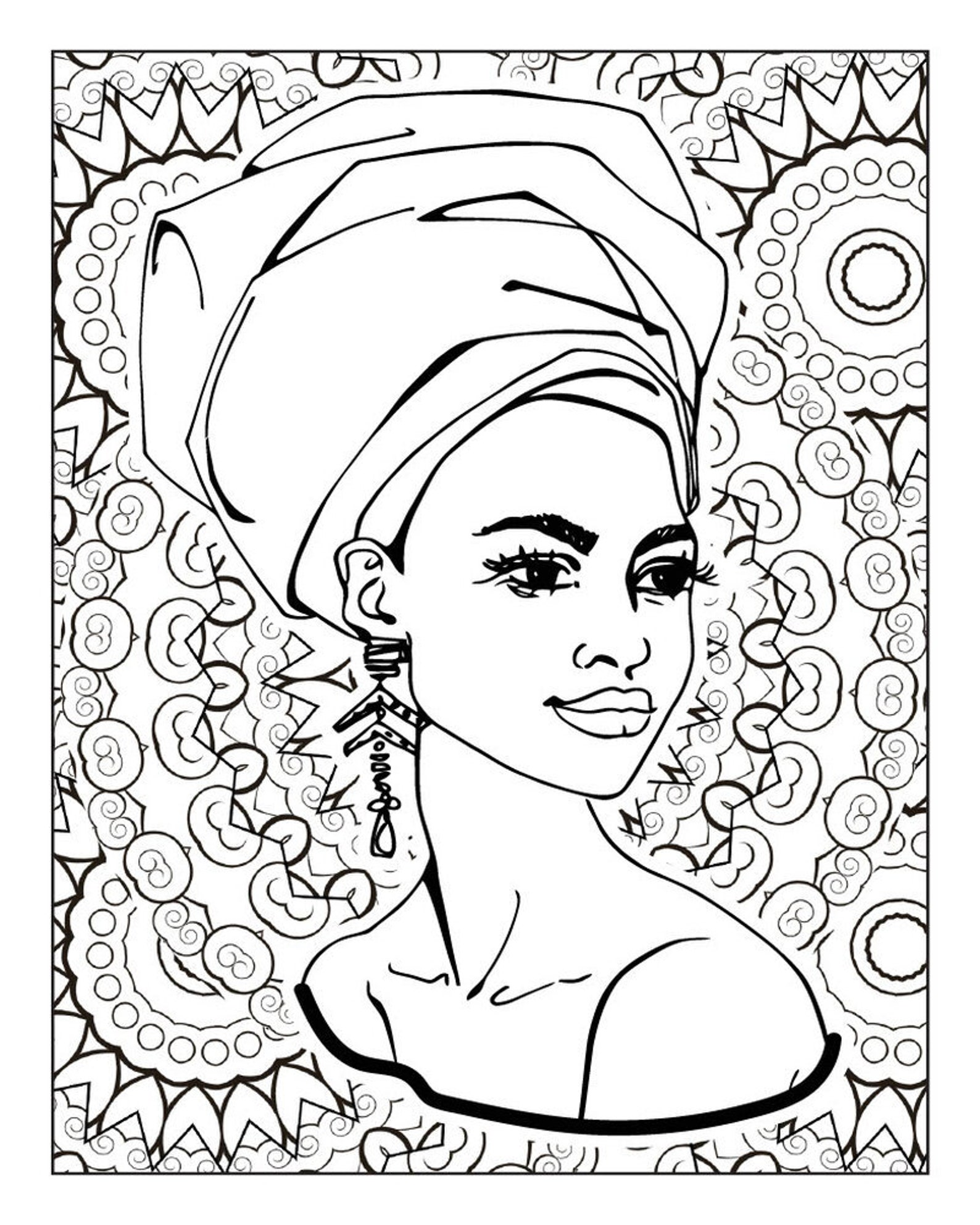 Beautiful Black Woman 5 Coloring Pages | Etsy