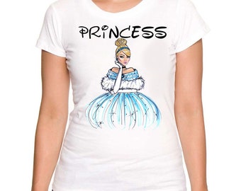 Cinderella Princess women T-shirt white Clothing shirt lady little girl toddler girl