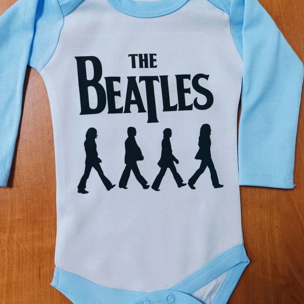 THE BEATLES model:3 BLUE baby body little boys Bodysuits white Clothing shirt boy little boy toddler boy the beatles logo