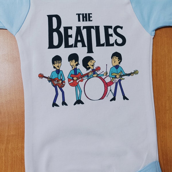 The Beatles Cartoon model:2 BLUE baby body little boys Bodysuits white Clothing shirt boy little boy toddler boy the beatles logo