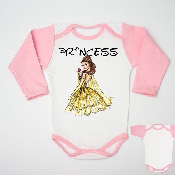 Belle Princess ROZE baby romper kleine meisjes Body wit Kleding shirt dame klein meisje peuter meisje