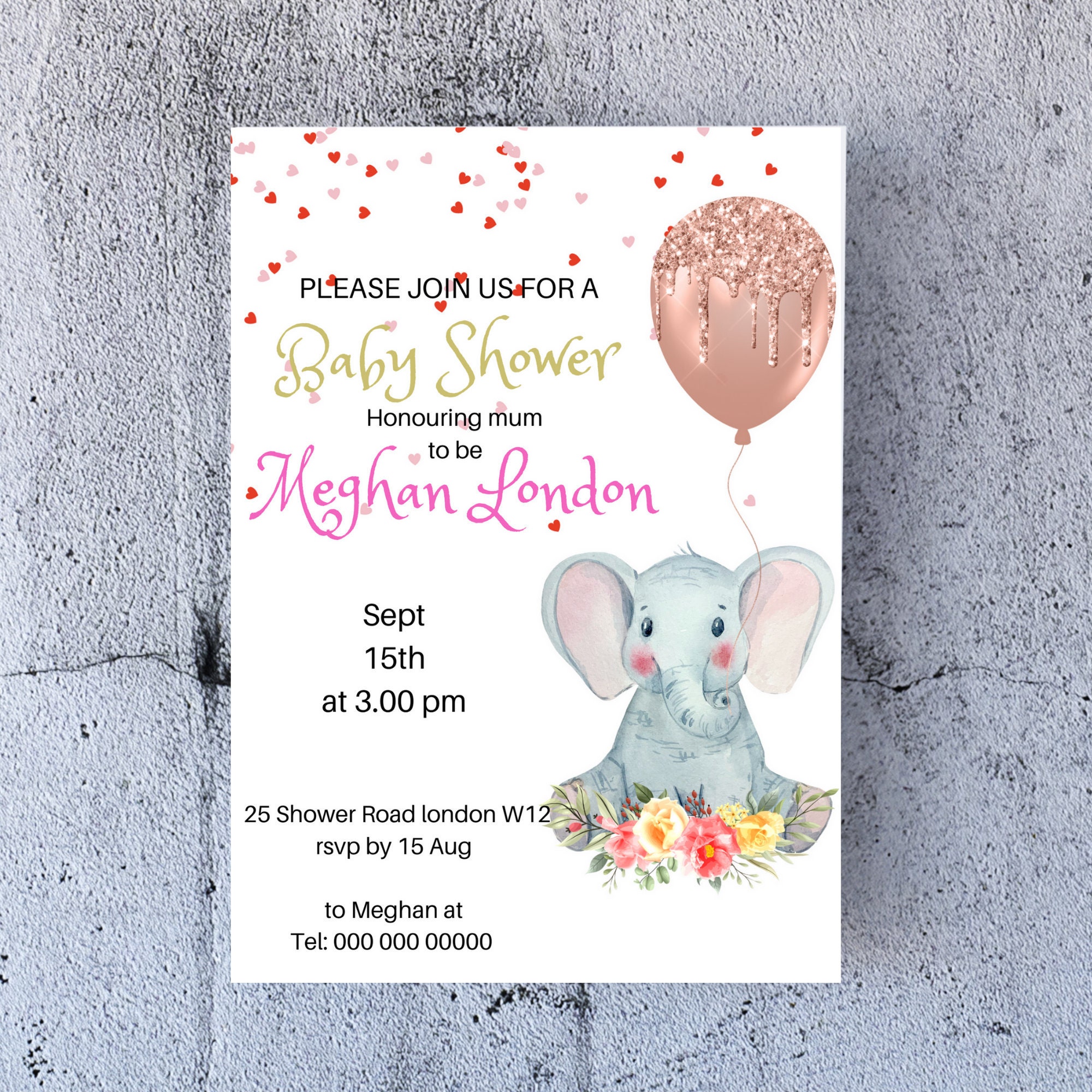 Elefant Baby Shower Einladung. Instant Template EDITIERBAR. Etsy