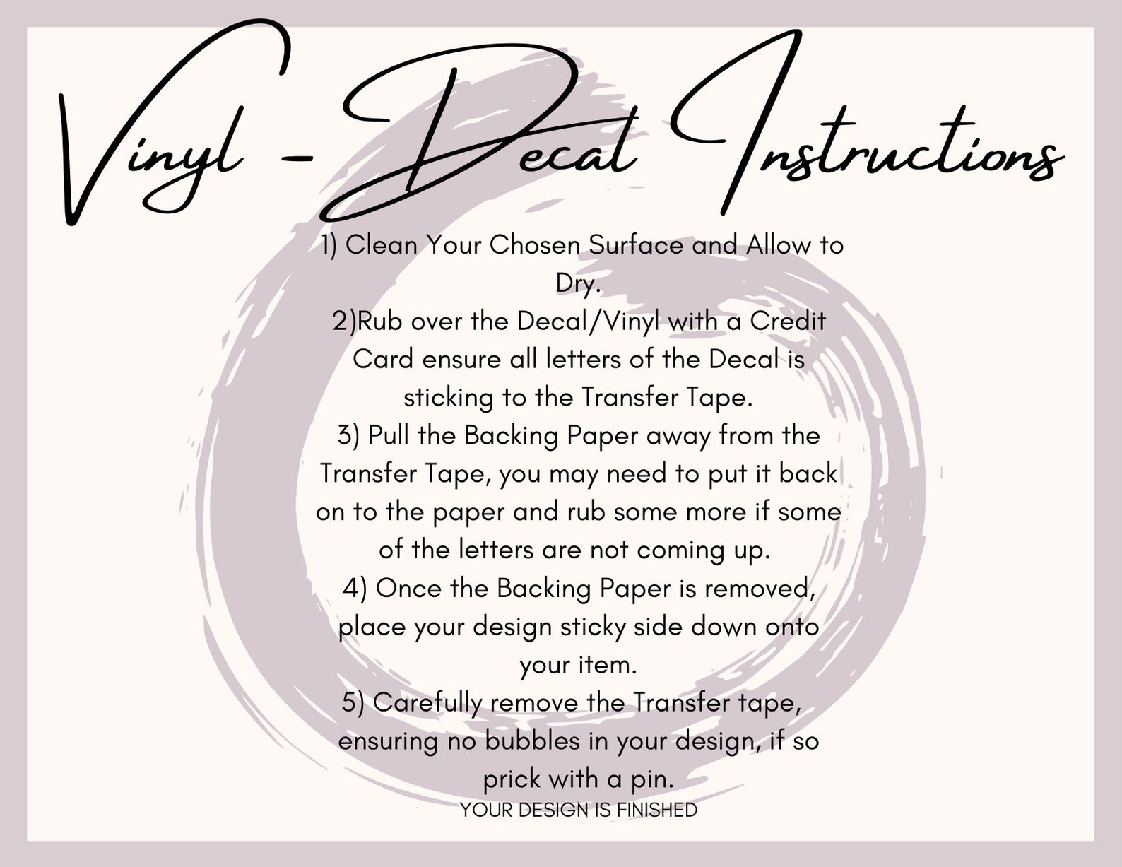 Vinyl Decal Instructions. Small Business How to Apply Decal Etsy