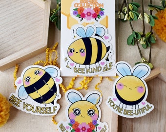 Bee Collection Sticker Pack- Includes 4 Stickers- Positive Bees