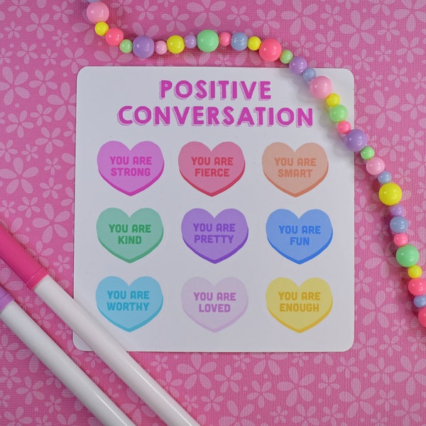 Positive Conversation Hearts Sticker Sheet