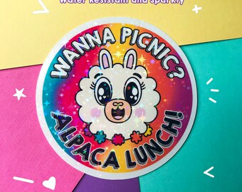 Alpaca Lunch Holographic Vinyl Sticker