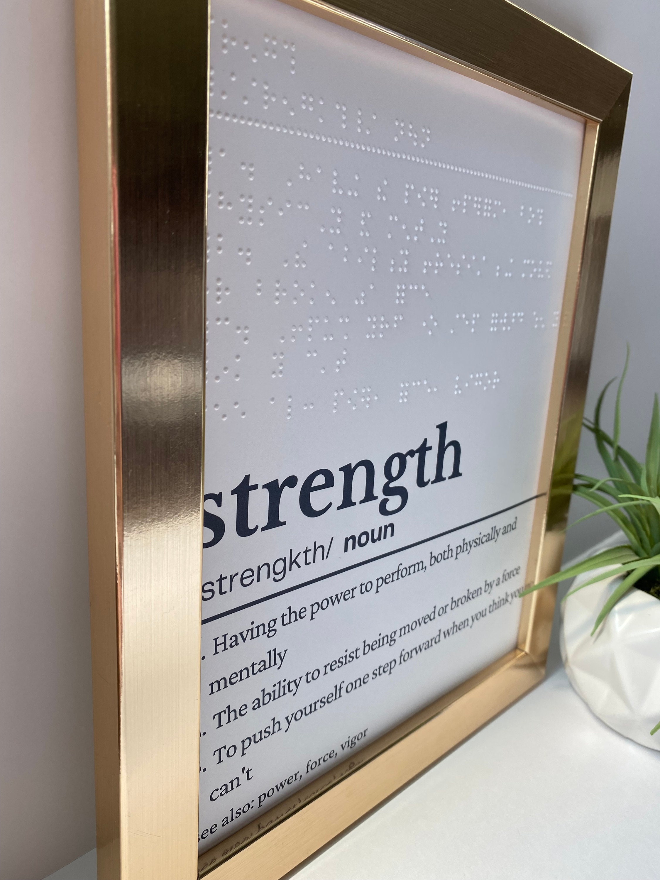 Strength Definition Braille Art, Braille Art, Braille Gift, Braille