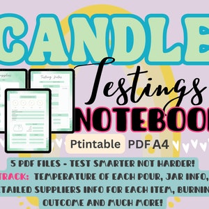 Candle Making Testing Sheet, Printable Candle Testing Notes, Candle Making and Testing Printable Templates, Candle Business