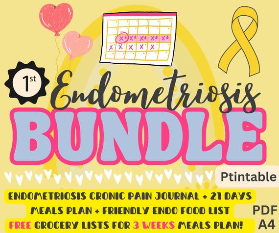 Endometriosis Planner BUNDLE, Chronic pain journal, Daily and monthly symptoms tracker , Pain relief diet correction meals plan | PDF print