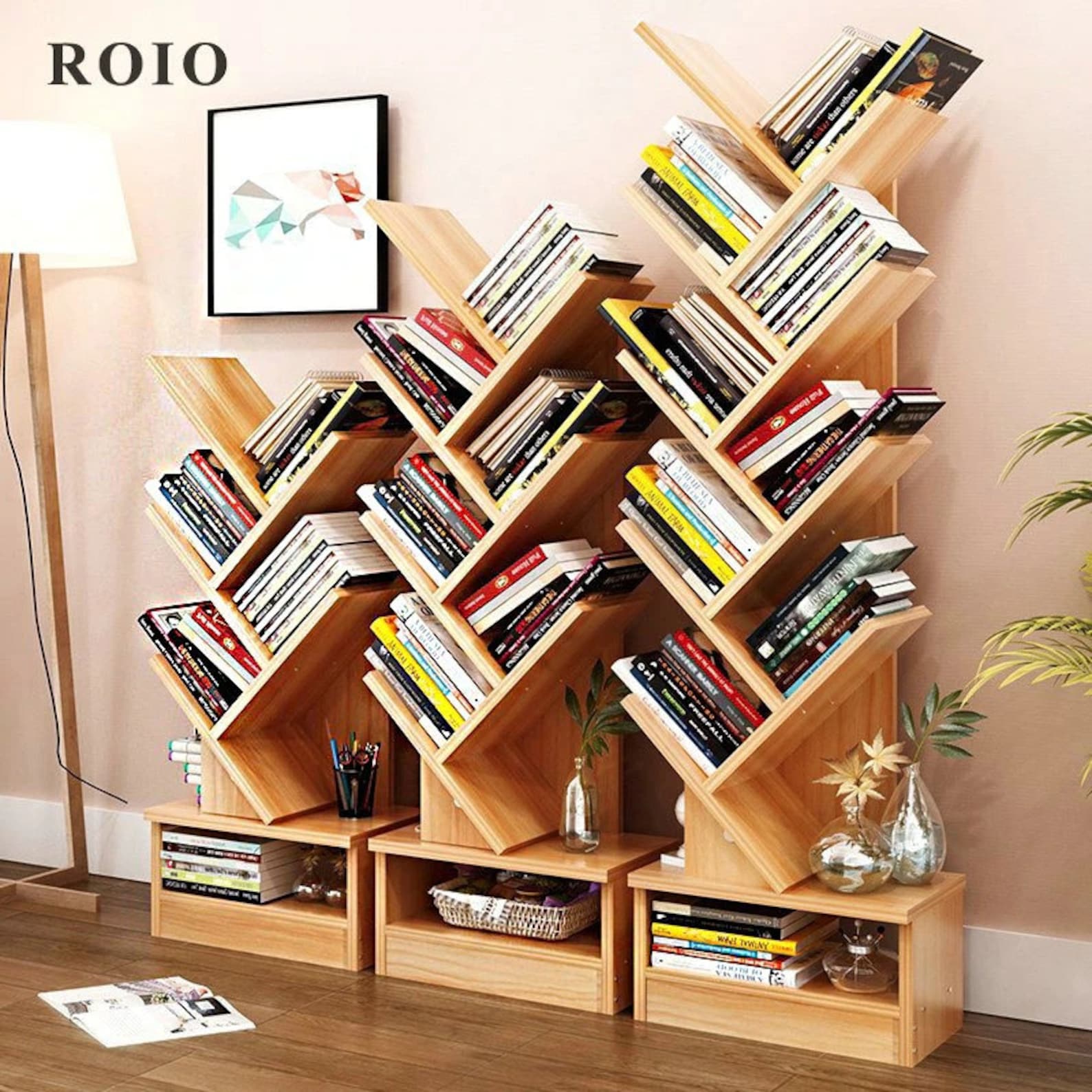 Simple Bookshelf Wooden Tree Bookcase Living Room Sundries | Etsy