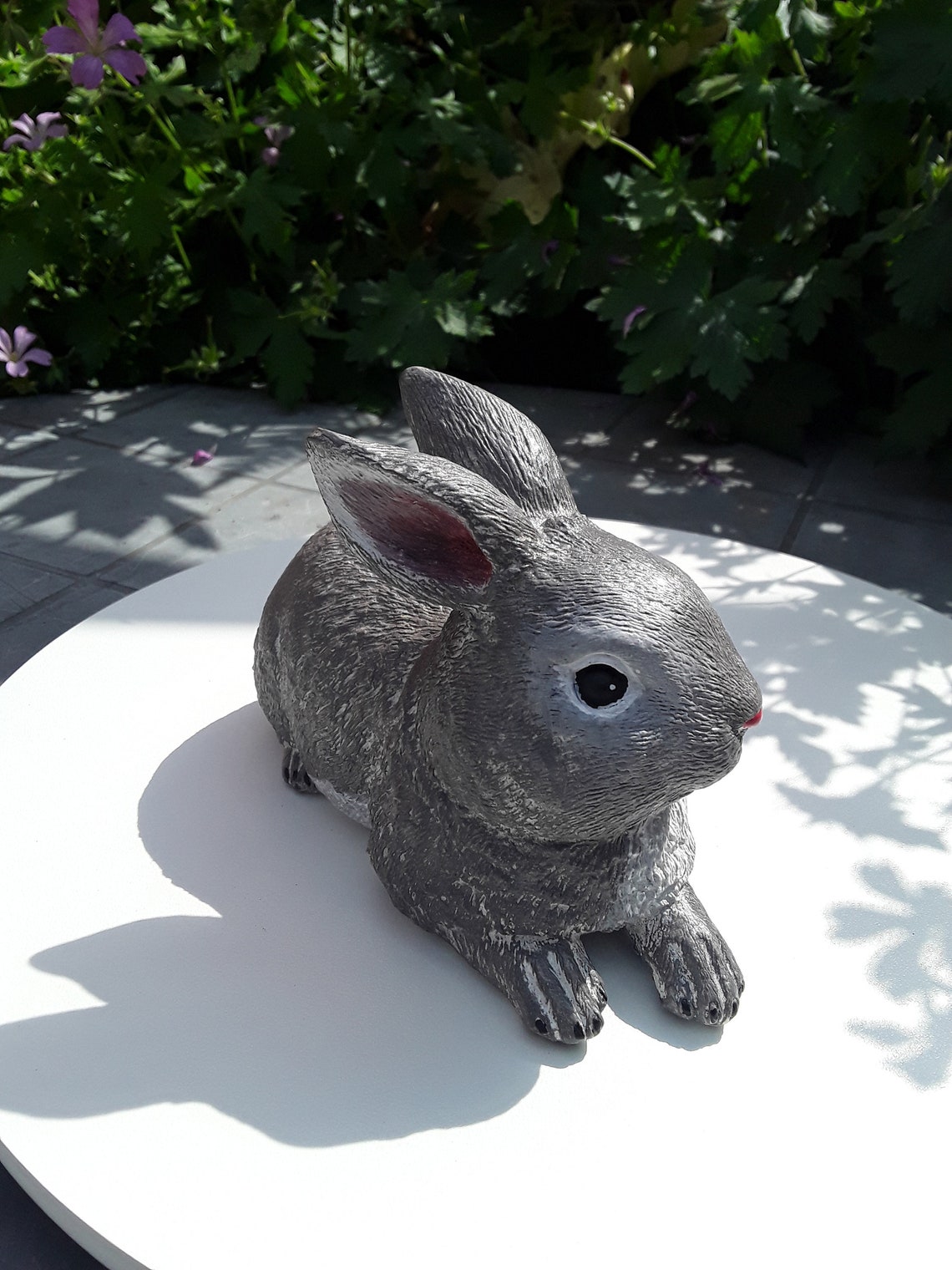 Bespoke Handmade Concrete Hand Painted BUNNY RABBIT Garden or Etsy