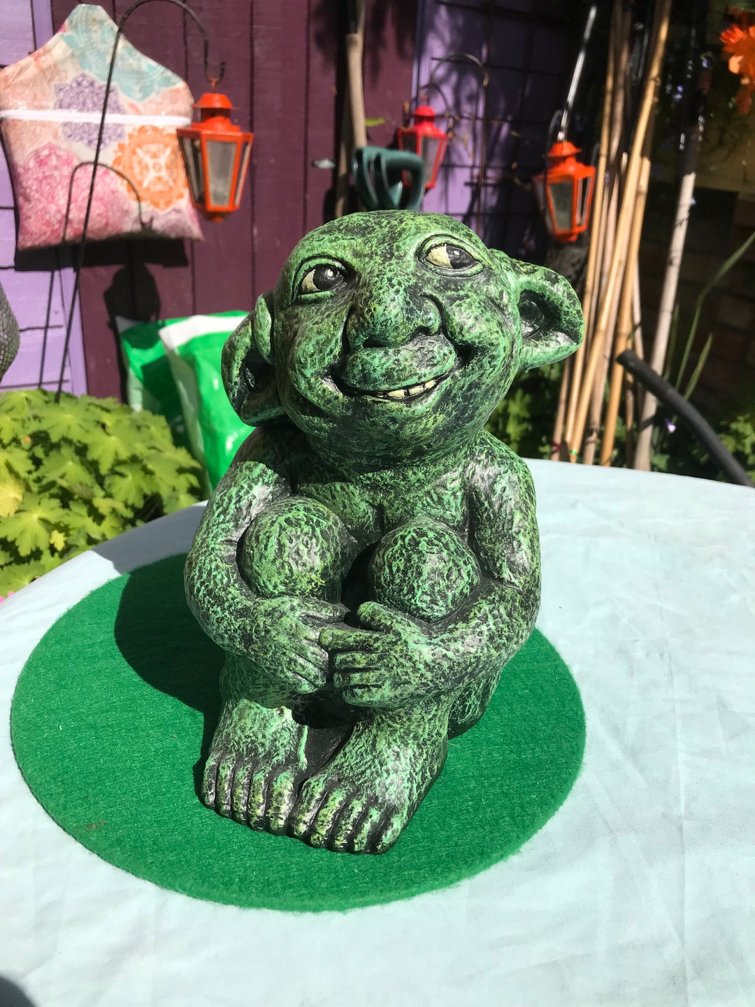 Bespoke Handmade Concrete Hand Painted Large Garden Elf Garden or Home ...