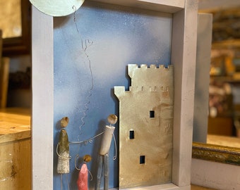 Driftwood Family Portrait, Handmade Wooden Frame Wall Art