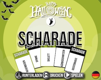 HALLOWEEN Scharade Spiel | HALLOWEEN Spiel zum Ausdrucken | Lustige Spielidee | Halloween Party | Pdf Datei | Familien Spiel | deutsch