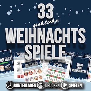 Weihnachten 33 Spiele Bundle | Weihnachtsspiele auf deutsch  | Tabu | Activity | Quiz | Kinder & erwachsene | Lustige Spiele fürs Fest | Pdf