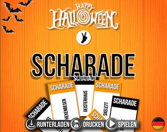 HALLOWEEN Scharade Spiel | HALLOWEEN Spiel zum Ausdrucken | Lustige Spielidee | Halloween Party | Pdf Datei | Familien Spiel | deutsch