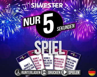 Silvester 25 Sekunden Spiel | Silvesterspiele auf deutsch  | Familienspiel | Kinder & Erwachsene | Partyspiele | Pdf