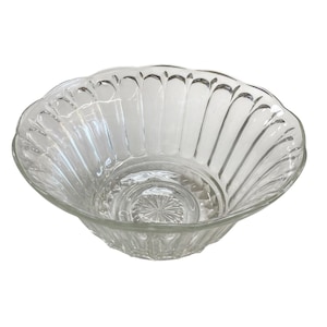 Bol de service vintage en verre transparent festonné