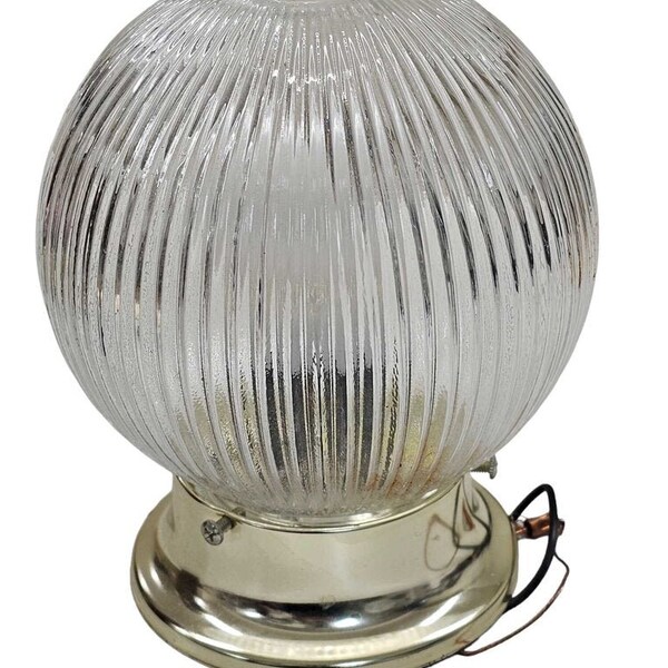 Vintage Flush Mount Light Fixture Ceiling Vanity Clear Glass Ribbed Shade