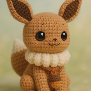Handmade Eevee Amigurumi Plush 15 cm Crochet Toy Fan Art Gift