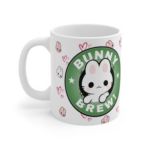 Cute Bunny Brew Mug, Adorable Rabbit Coffee Cup, Kawaii Ceramic Mug, Gift for Animal Lovers, Perfect for Easter & Birthdays
