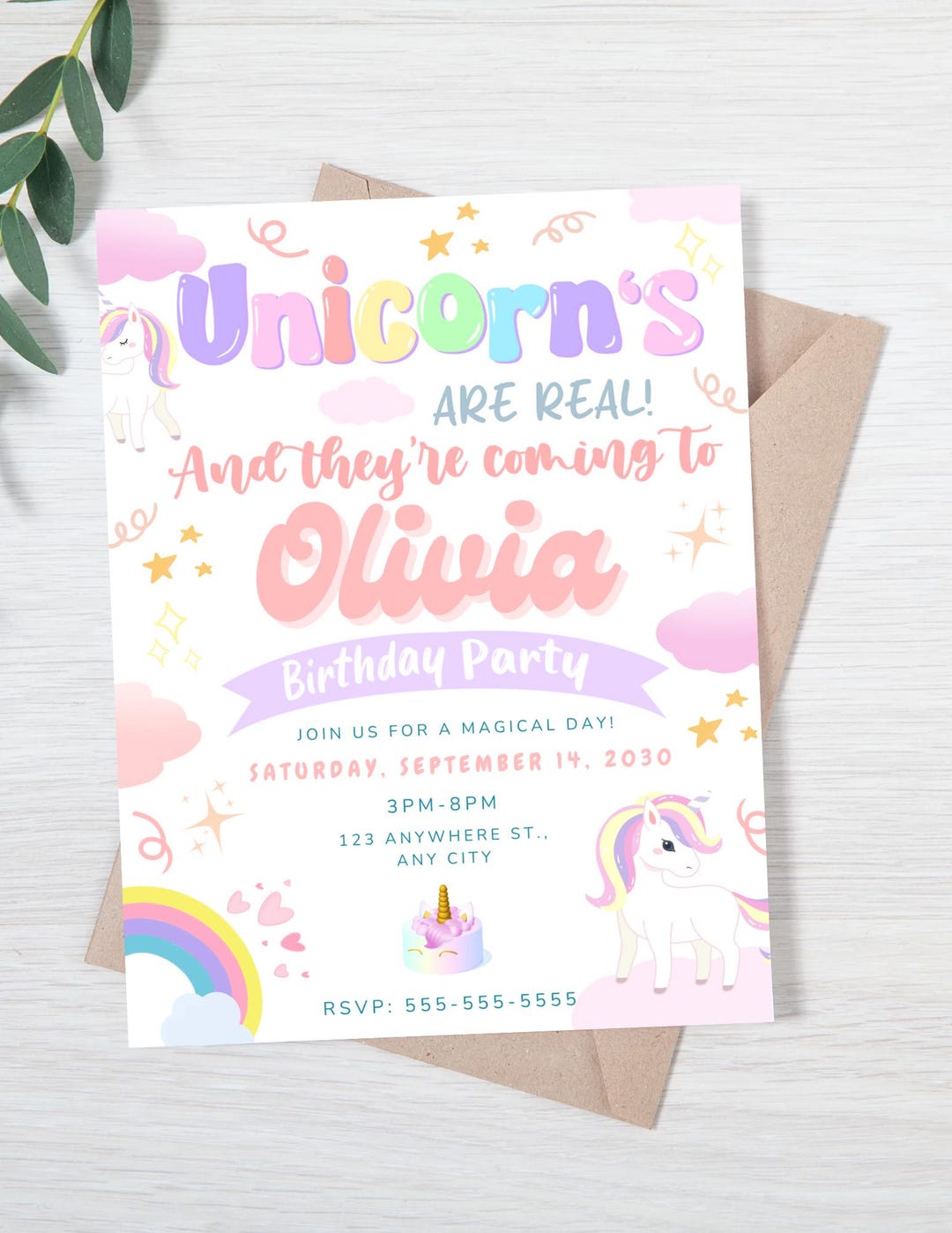 Editable Unicorn Birthday Invitation DIGITAL for Birthday Invites ...