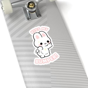 Kiss-Cut Stickers, Kawaii White Bunny Cute Funny Car Decal Bumper Sticker, Adorable Rabbit Vinyl Decal, Laptop Decal, Planner Sticker, Cute