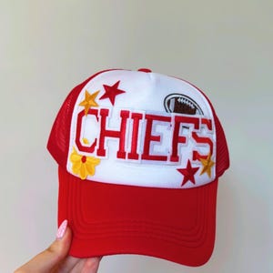 Kansas City Chiefs Trucker Hat | Chiefs Patch Trucker Hat | Trendy Patch Hat