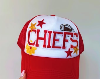 Kansas City Chiefs Trucker Hat | Chiefs Patch Trucker Hat | Trendy Patch Hat