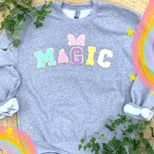 Disney Chenille Patch Sweatshirt | Disney Magic Varsity Letter Chenille Patch Shirt
