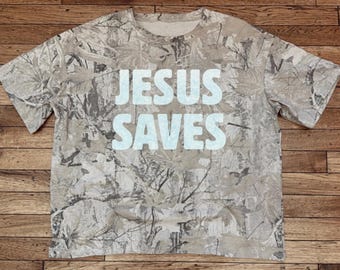 Jesus Saves Camo T-Shirt | Realtree Camoflauge T-Shirt | Trendy Christian T-Shirt