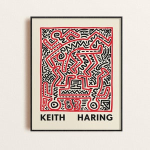 Keith Haring 1983 Exhibition Poster, Vintage Printable Art, Retro Wall Decor, Digital Download