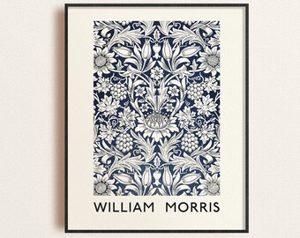 William Morris Exhibition Poster, Sunflower Poster, Abstract Art Print, Victoria and Albert Museum, Digital Download