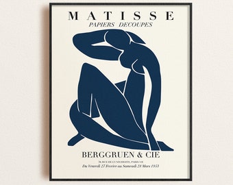 Henri Matisse art Exhibition Poster, Matisse the cut outs, Matisse Dark Blue Nude Woman, Digital Download, Printable Art